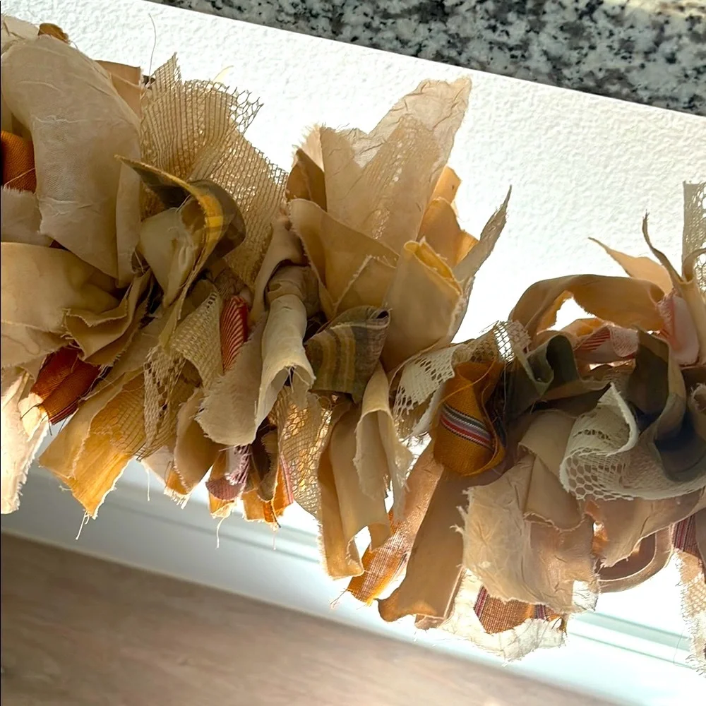 Primitive Rustic Rag Fabric Garland  Handmade Beautiful Colors NEW Final Sale